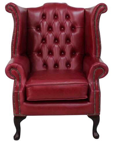 Chesterfield Queen Anne High Back Wing Chair UK Manufactured Old English Gamay