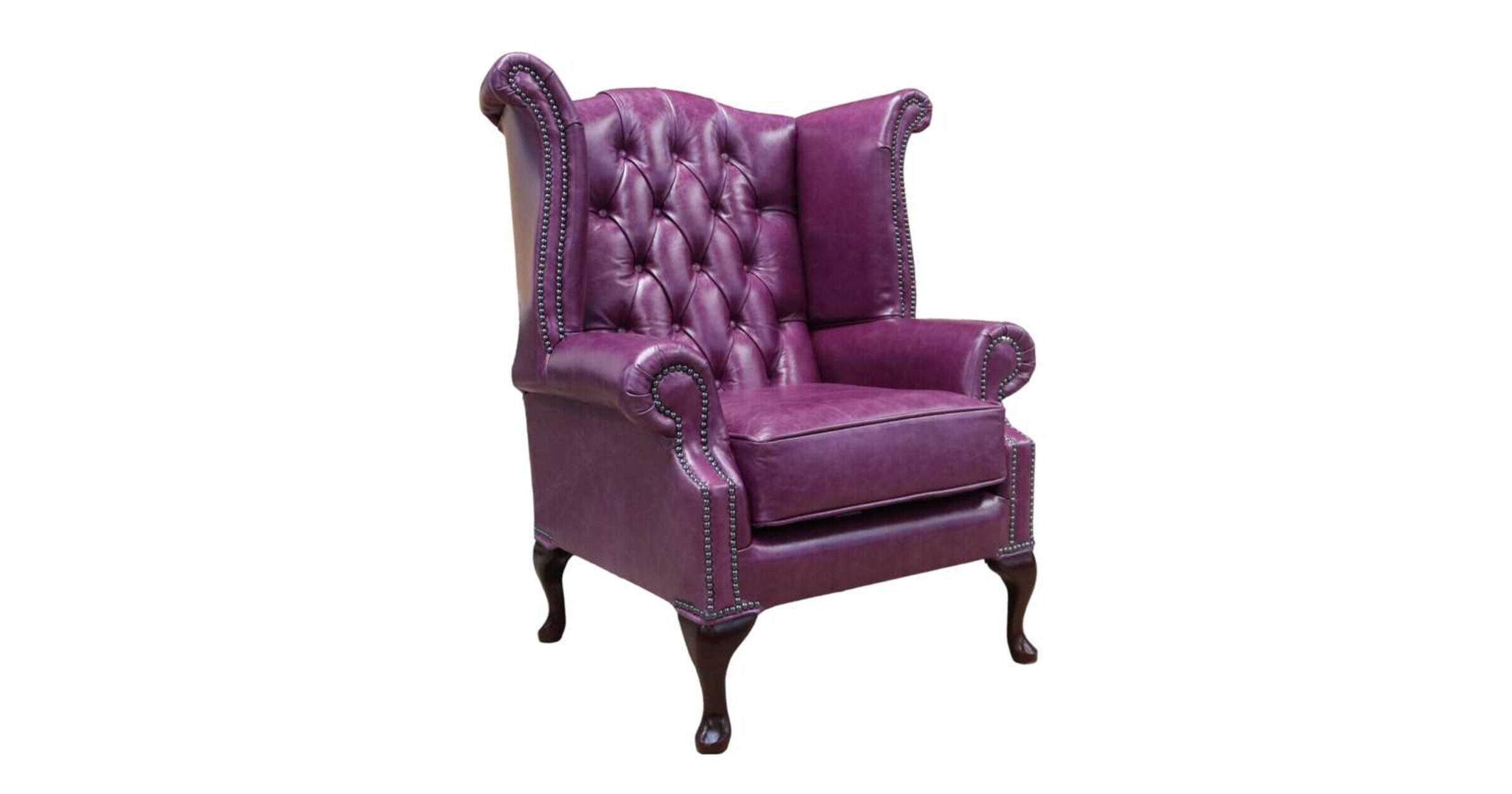 Plum Chesterfield Queen Anne High Back chair DesignerSofas4U