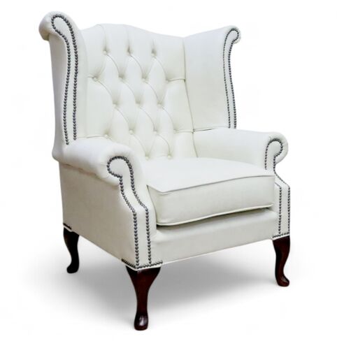 Chesterfield Queen Anne High Back Wing Chair Stella Rice Leather