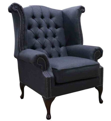 Chesterfield Georgian Wing Chair Gleneagles Plain Charcoal Fabric