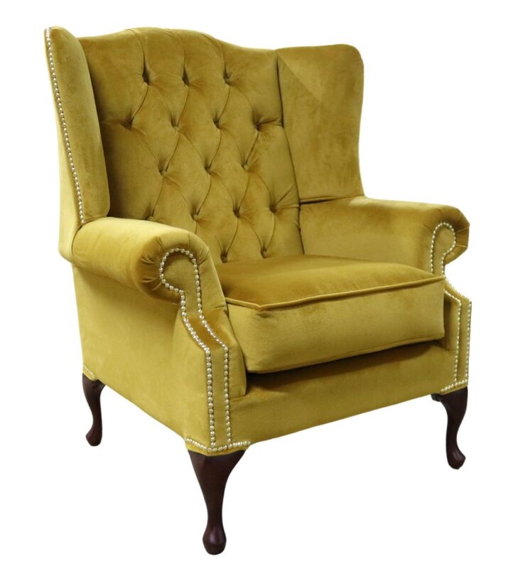 Product photograph of Chesterfield Velvet Bloomsbury Wing Chair Gold Velvet from Designer Sofas 4U