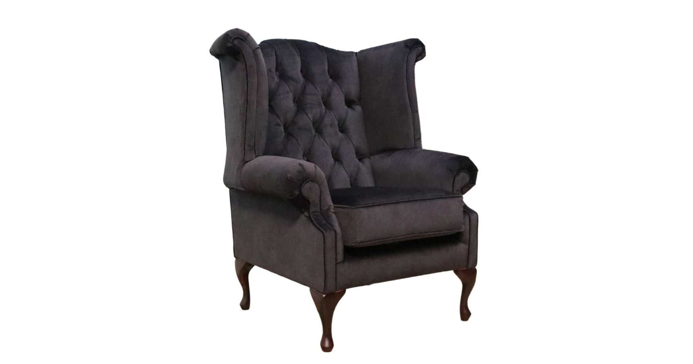 Black Velvet Fabric Chesterfield High Back chair DesignerSofas4U