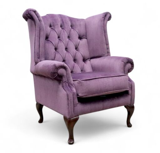 Chesterfield Thomas Queen Anne High Back Wing Chair Odyssey Lavender Velvet