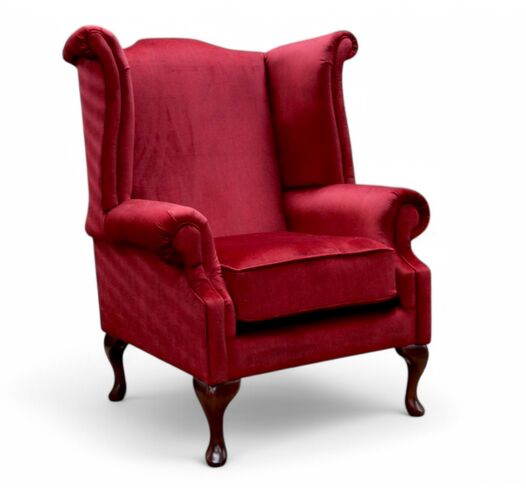 Chesterfield Thomas Saxon Queen Anne High Back Wing Chair Odyssey Wine Velvet