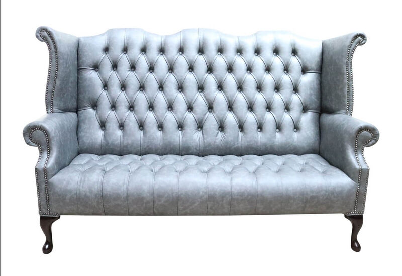 Product photograph of Chesterfield 3 Seater Queen Anne High Back Wing Sofa Cracked Amp Hellip from Designer Sofas 4U