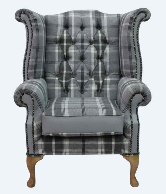 Product photograph of Chesterfield Queen Anne High Back Wing Chair Balmoral Dove Amp Hellip from Designer Sofas 4U