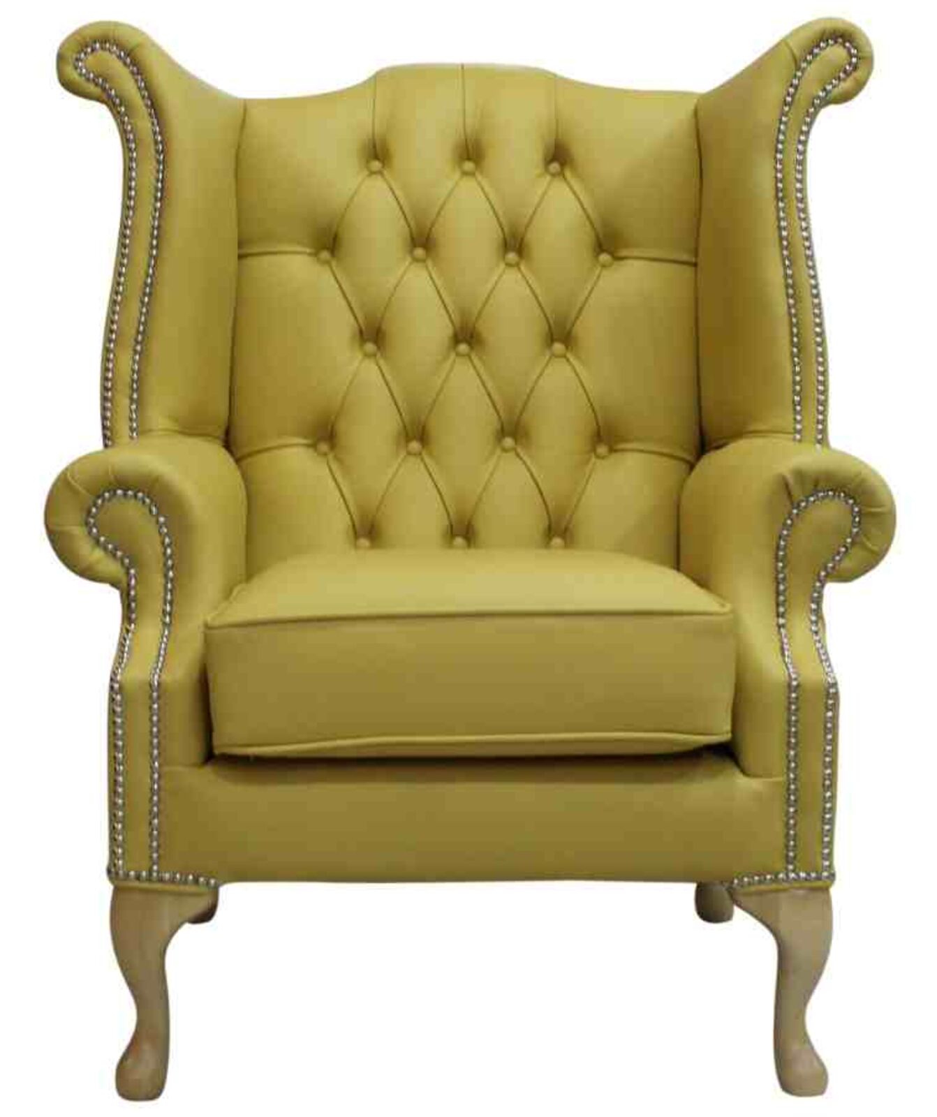 Product photograph of Chesterfield Queen Anne High Back Wing Chair Shelly Deluca Leather from Designer Sofas 4U