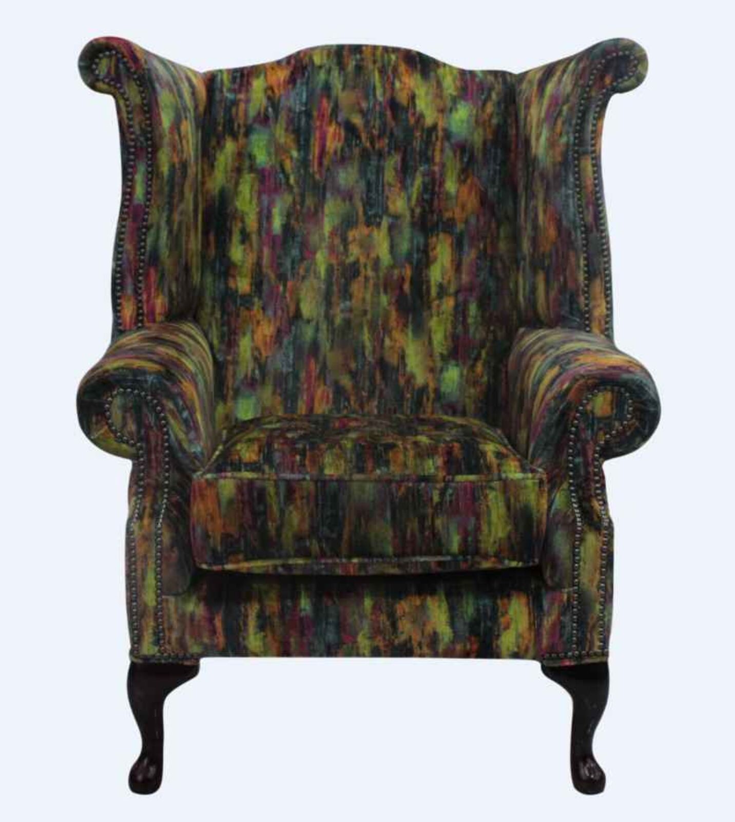 Product photograph of Chesterfield Saxon Queen Anne High Back Wing Chair Elora from Designer Sofas 4U