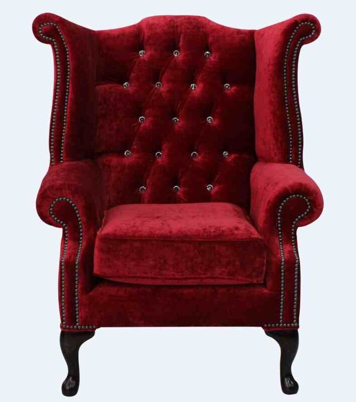 Product photograph of Chesterfield Crystal Queen Anne High Back Wing Chair Amp Hellip from Designer Sofas 4U