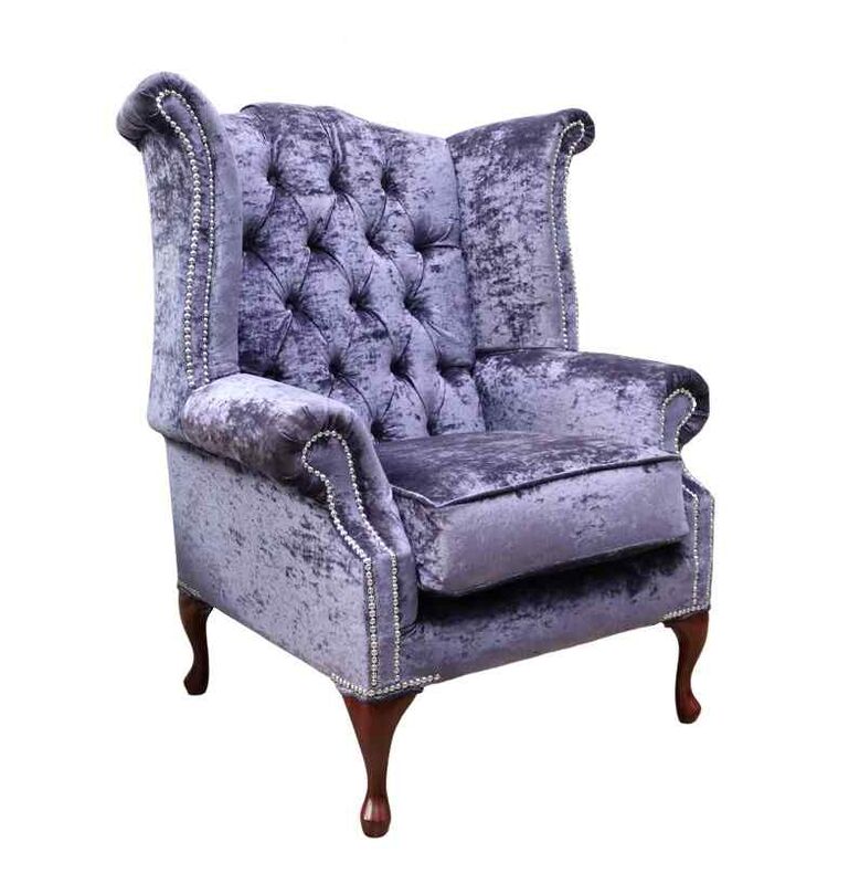Product photograph of Chesterfield Queen Anne High Back Wing Chair Modena Plum Velvet from Designer Sofas 4U