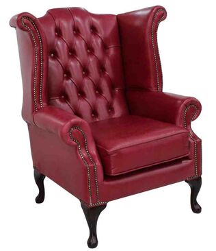 Chesterfield Queen Anne Wing Chair Old English Gamay Leather