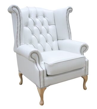 Chesterfield Queen Anne Wing Chair Old English Ghost Leather