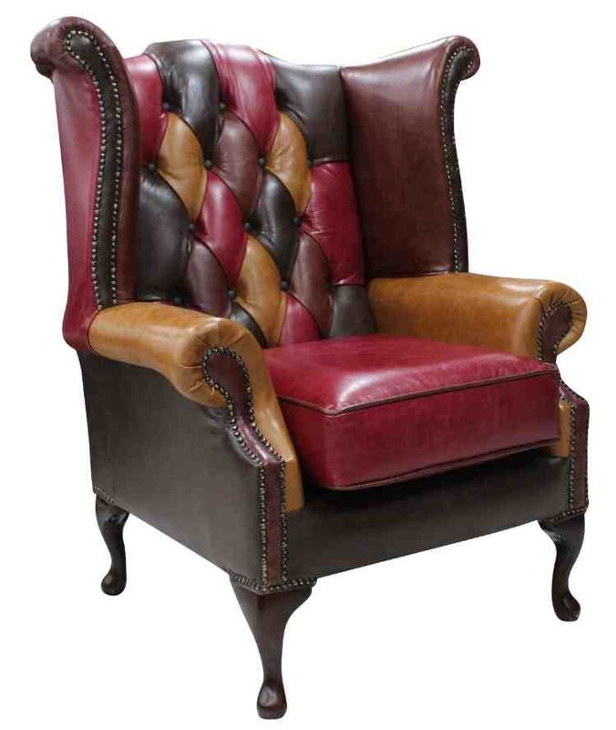 Product photograph of Chesterfield Patchwork Queen Anne Wing Chair Old English Amp Hellip from Designer Sofas 4U