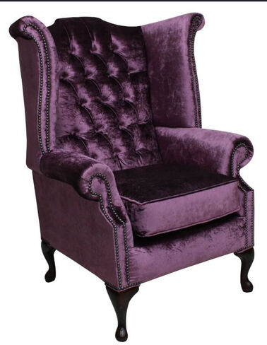 Grape Fabric Chesterfield High Back chair | DesignerSofas4U