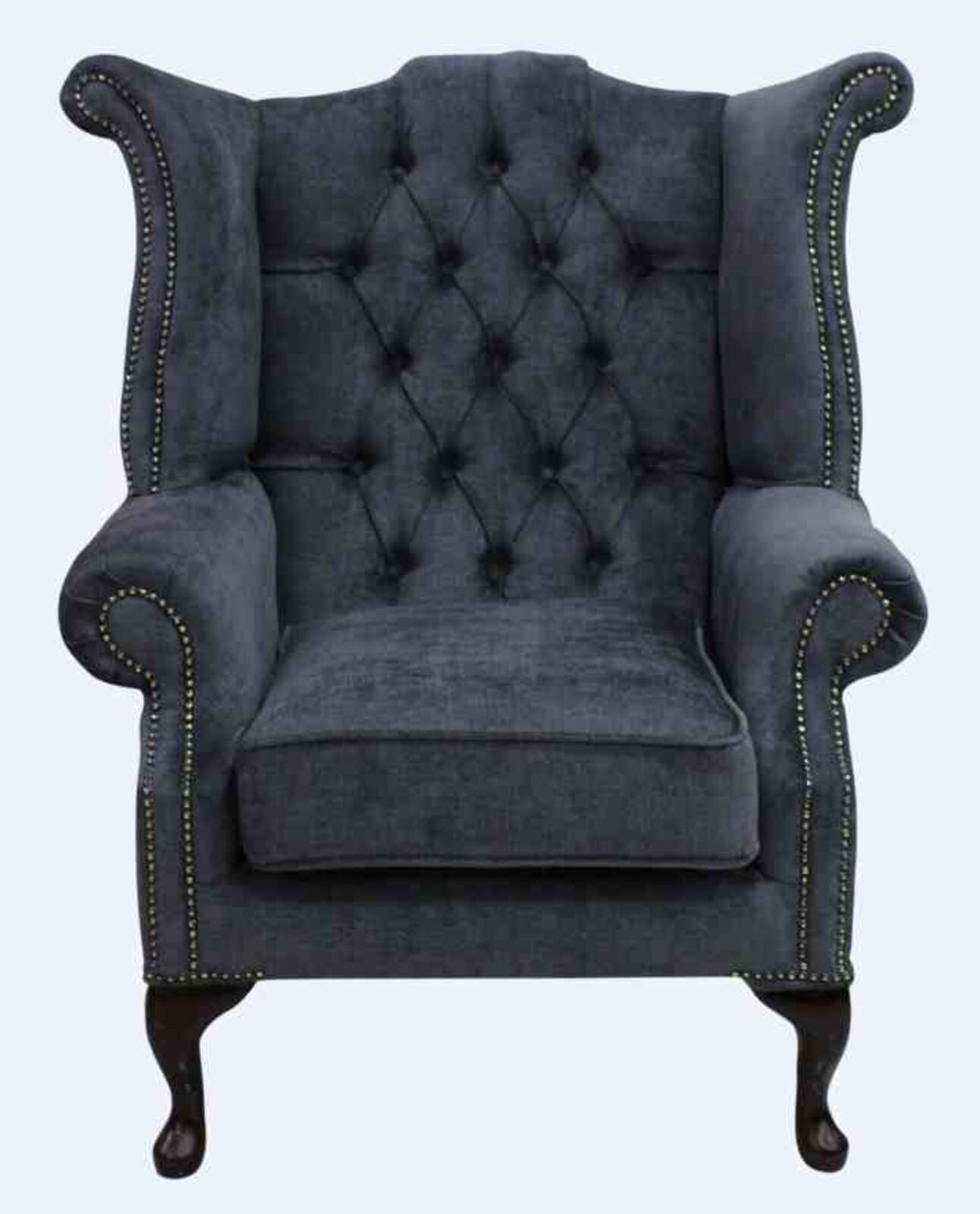 Product photograph of Grey Fabric Chesterfield High Back Chair Designersofas4u from Designer Sofas 4U