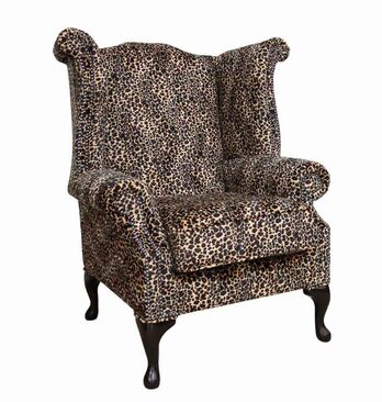 Chesterfield Sand Leopard Wing Chair