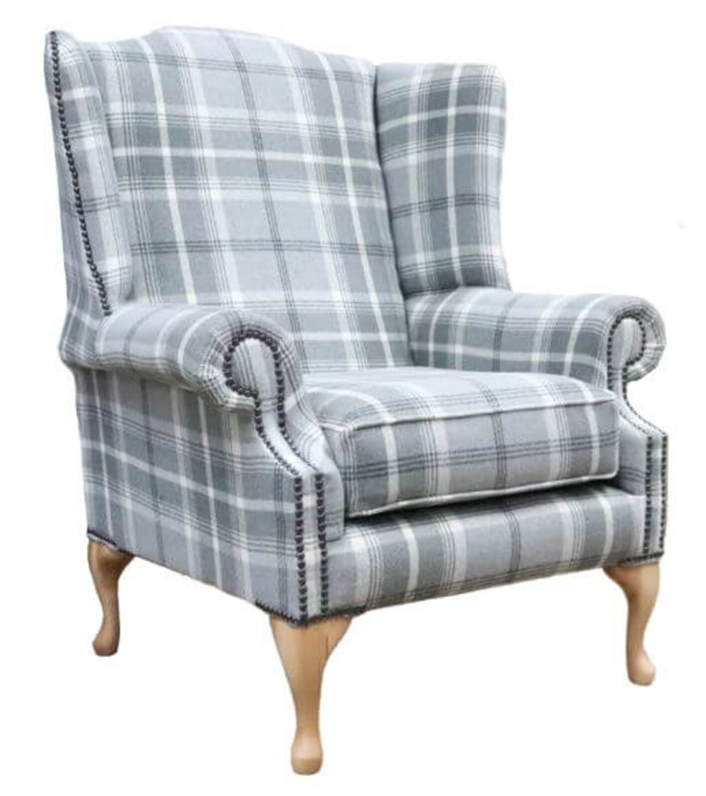 Product photograph of Chesterfield Saxon Mallory High Back Wing Chair Balmoral Dove Amp Hellip from Designer Sofas 4U