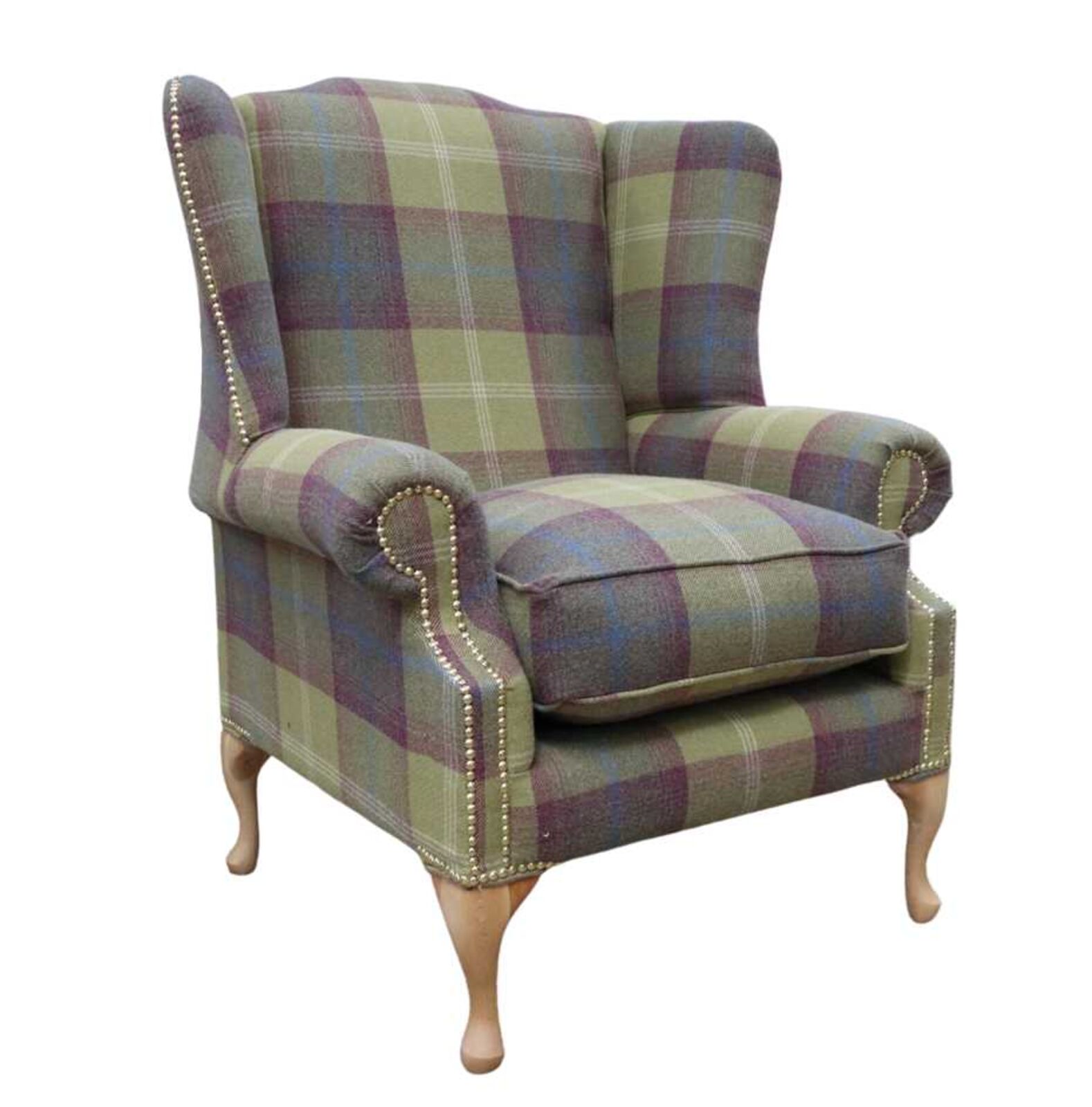Product photograph of Chesterfield Saxon Mallory High Back Wing Chair Balmoral Pistachio Amp Hellip from Designer Sofas 4U