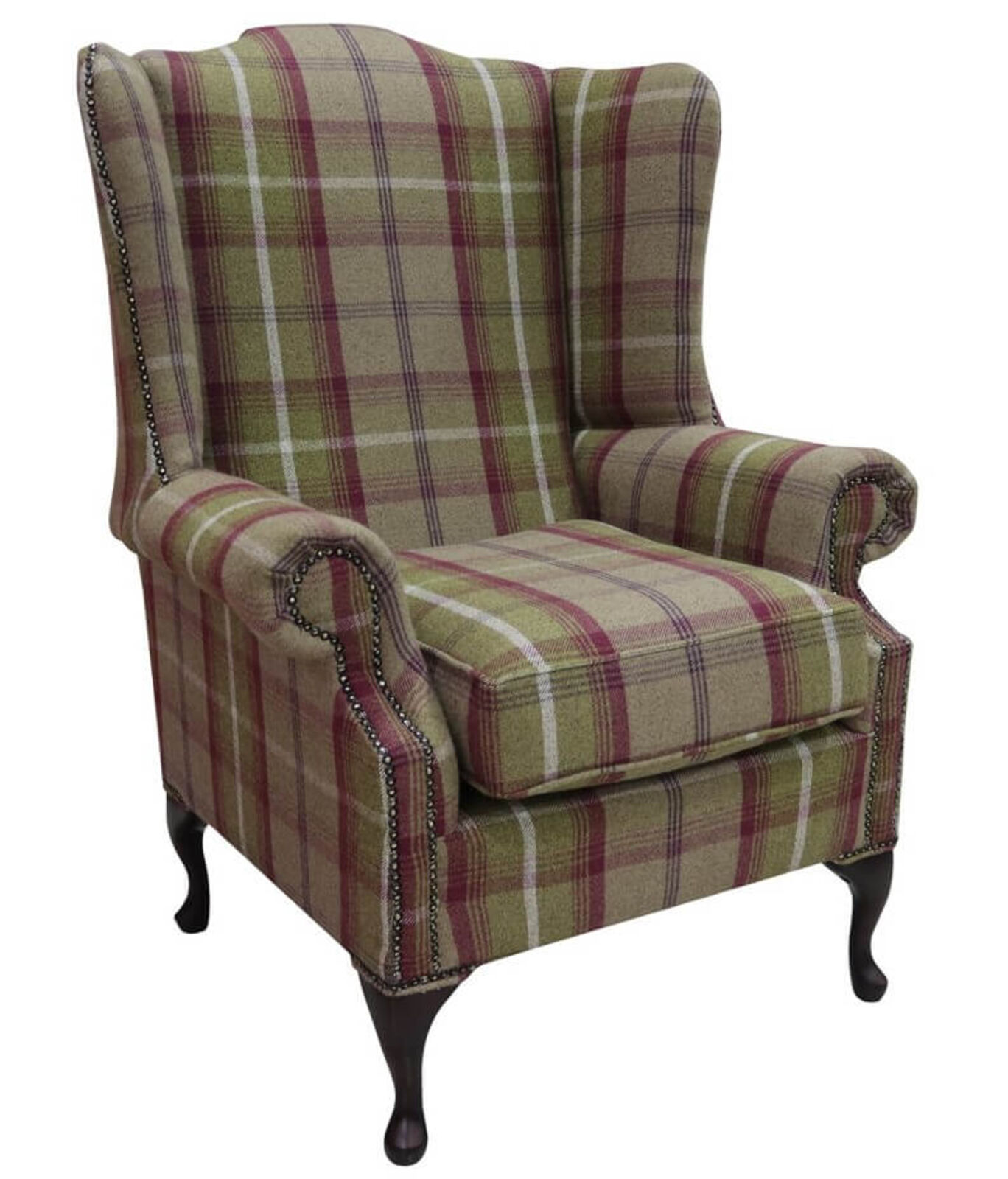 Product photograph of Chesterfield Saxon Prince S Mallory High Back Wing Chair Balmoral Heather Check P Amp S Fabric from Designer Sofas 4U