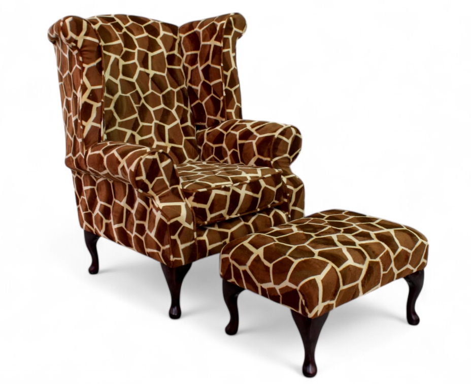 Luxurious Seating Chesterfield Saxon Wing Chair in Big Giraffe