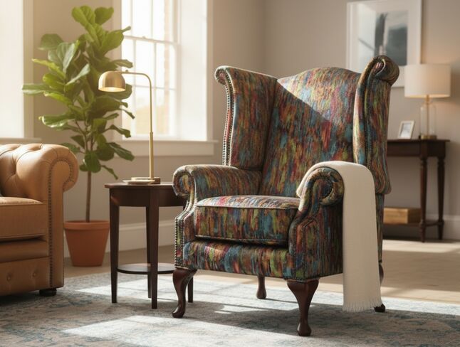 Chesterfield Saxon Queen Anne High Back Wing Chair Elora