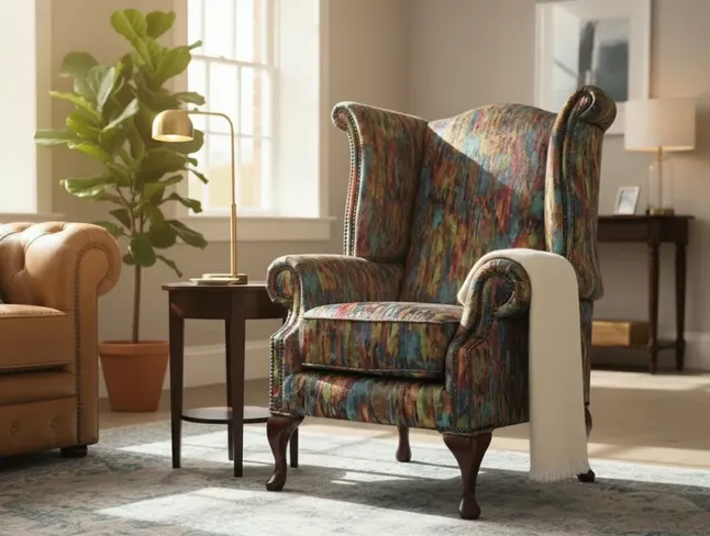 Chesterfield Saxon Queen Anne High Back Wing Chair Elora