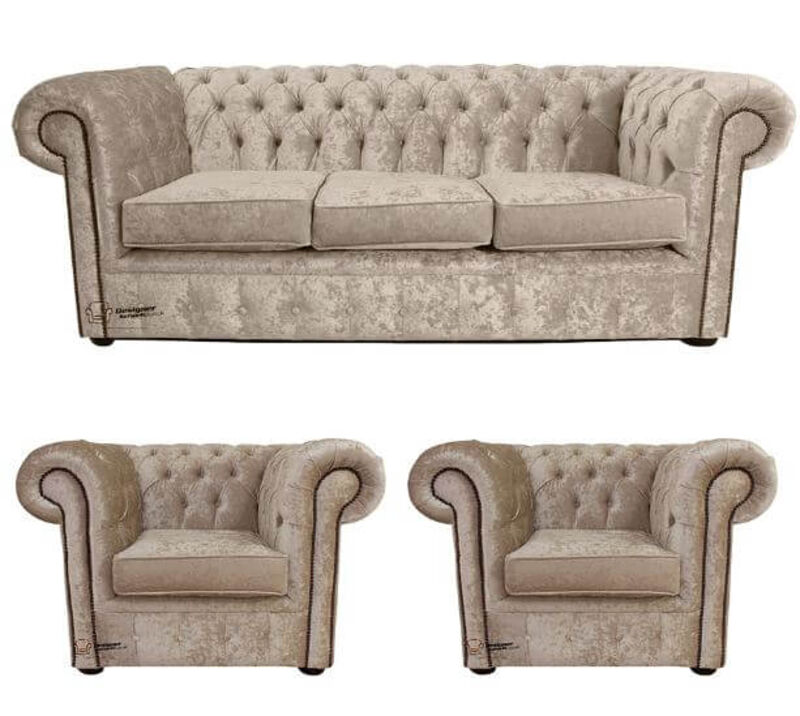 Product photograph of Chesterfield 3 Seater Settee 2 X Club Chairs Senso Oyster Amp Hellip from Designer Sofas 4U