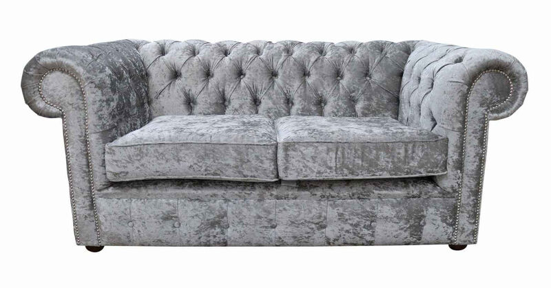 Product photograph of Chesterfield 2 Seater Settee Shimmer Silver Velvet Sofa Offer from Designer Sofas 4U