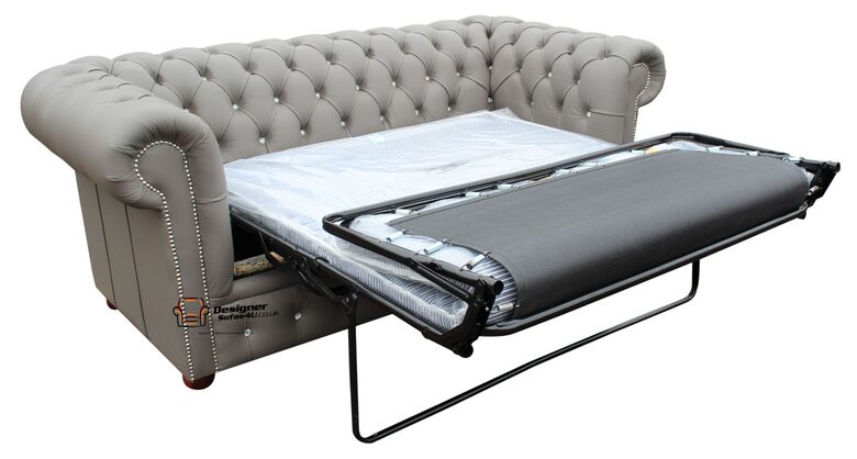 Pull Out Sofa Bed Sale In Chesterfield 2 Seater CRYSTALLIZED™ Diamond Moon Mist Leather