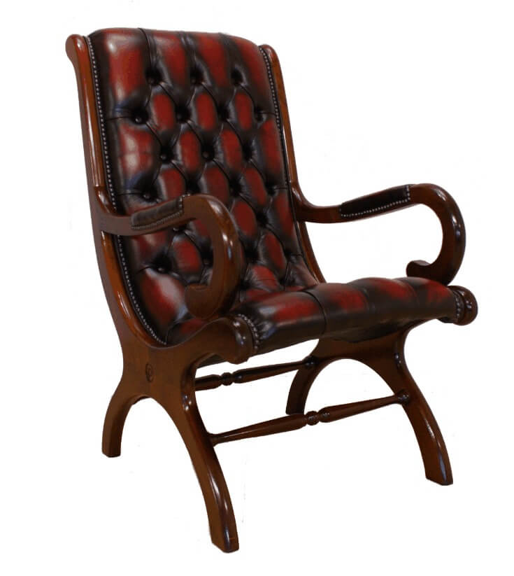 Chesterfield York Slipper Stand Chair, Leather Slipper Chair