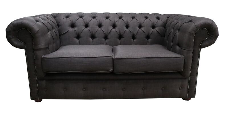 Product photograph of Chesterfield 2 Seater Settee Charles Linen Brown Sofa Offer from Designer Sofas 4U