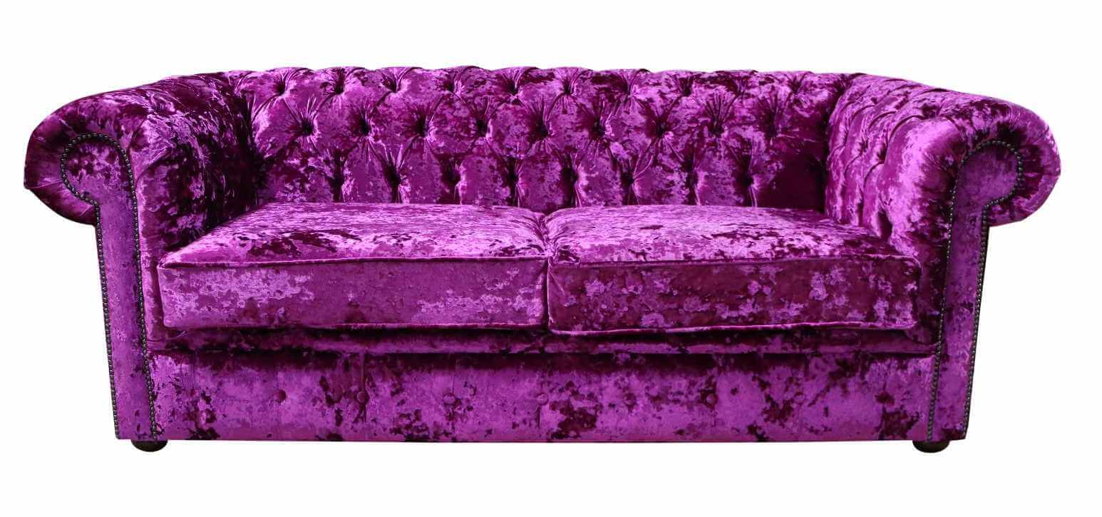 Glamour Pink Velvet Chesterfield 3 Seater sofa Settee DesignerSofas4U
