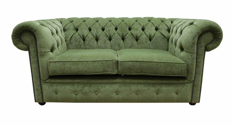 Product photograph of Chesterfield 2 Seater Settee Sage Green Fabric Sofa Offer from Designer Sofas 4U