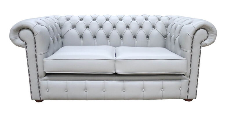 Product photograph of Chesterfield 2 Seater Sofa Settee Vele Huxley Grey Leather Amp Hellip from Designer Sofas 4U