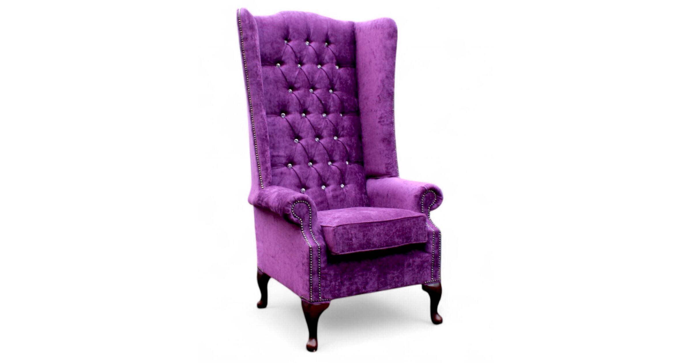 Regal Charm Soho 5ft Wing Chair in Dazzling Amethyst Purple Velvet