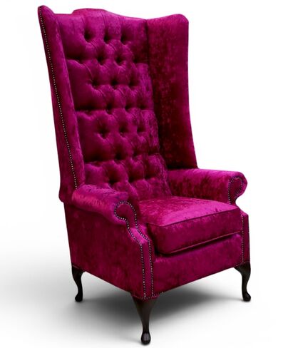 Chesterfield Soho 5ft Velvet High Back Wing Chair Shimmer Boysenberry