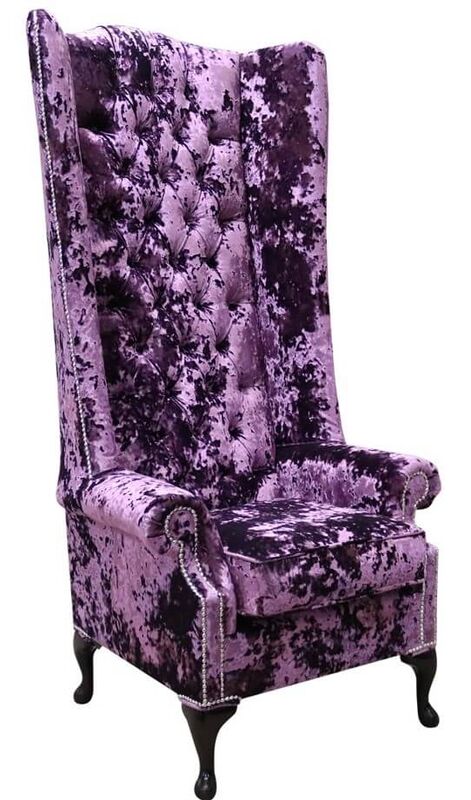 Product photograph of Chesterfield Soho 6ft Velvet High Back Wing Chair Lustro Amethyst from Designer Sofas 4U