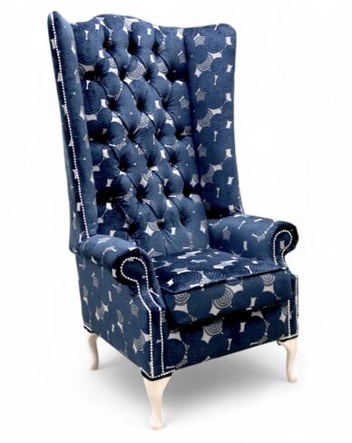 Chesterfield Soho 6ft Velvet High Back Wing Chair Pucci Gondola Blue