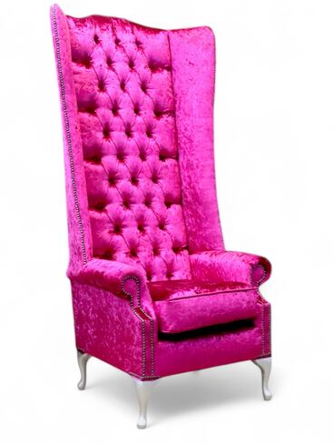 Chesterfield Soho 6ft Velvet High Back Wing Chair Shimmer Fuchsia Pink