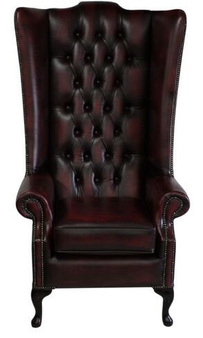 Chesterfield Soho 5ft Leather High Back Wing Chair Antique Oxblood