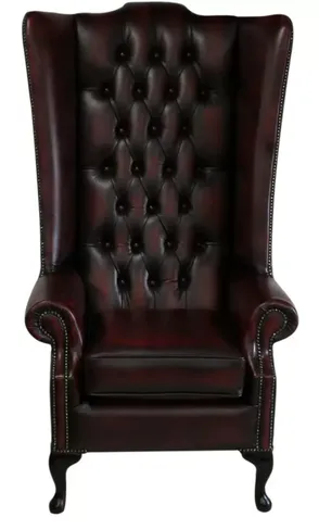Chesterfield Soho 5ft Leather High Back Wing Chair Antique Oxblood