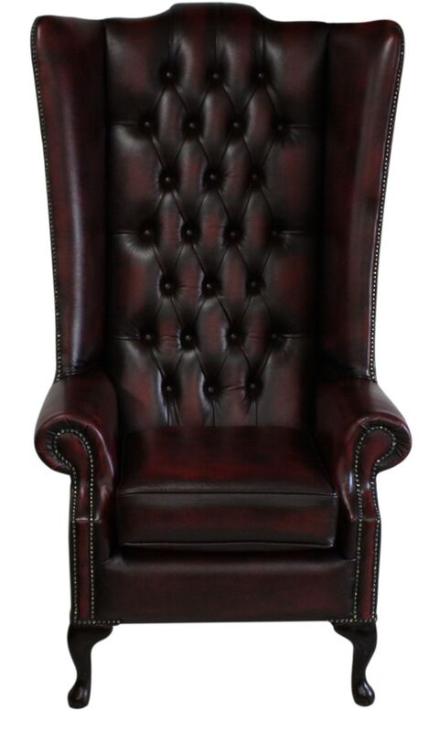 Product photograph of Chesterfield Soho 5ft Leather High Back Wing Chair Antique Oxblood from Designer Sofas 4U