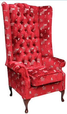 Chesterfield Soho High Back Wing Chair Pucci Calvados Red Velvet