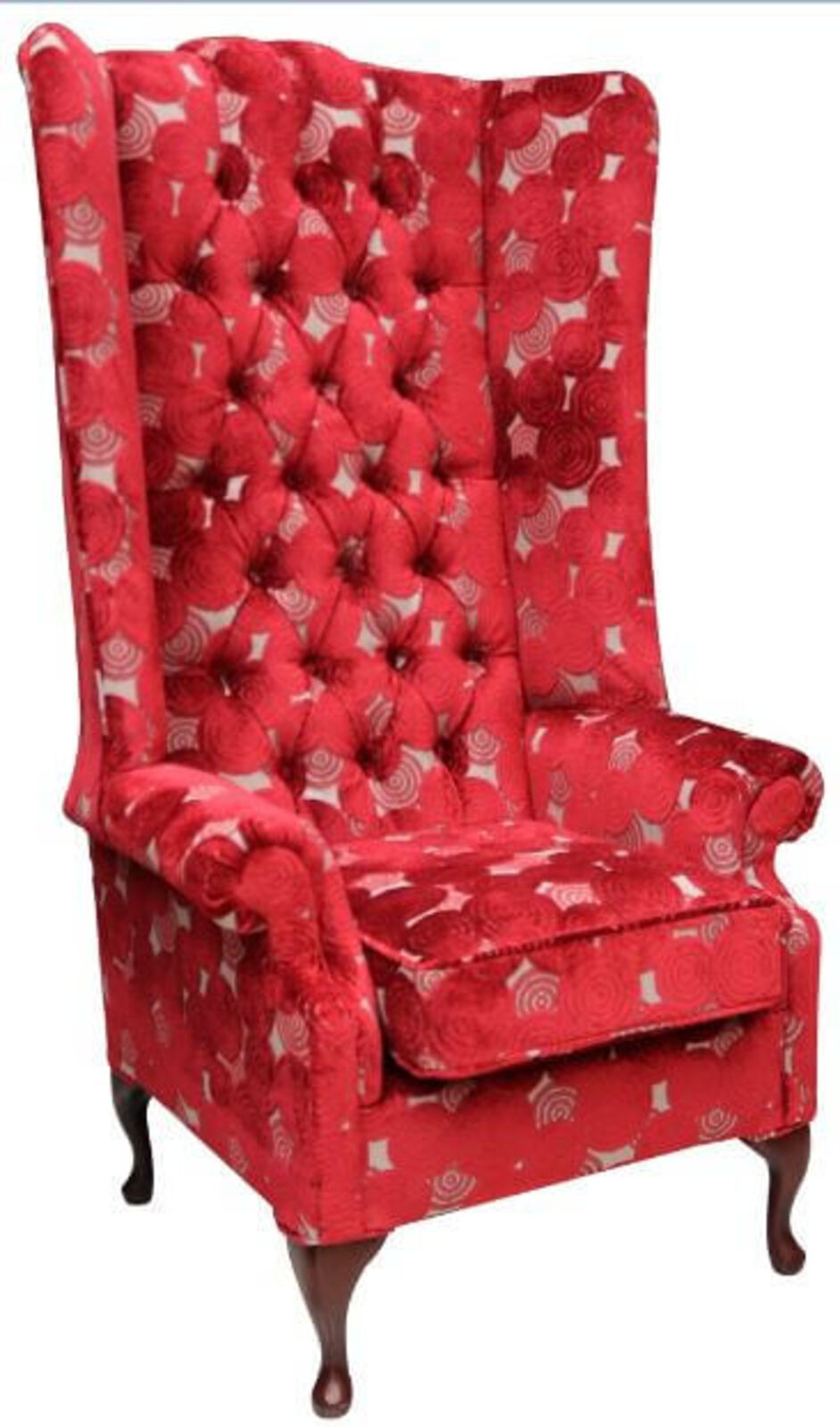 Product photograph of Chesterfield Soho 6ft Velvet High Back Wing Chair Pucci Calvados Red from Designer Sofas 4U
