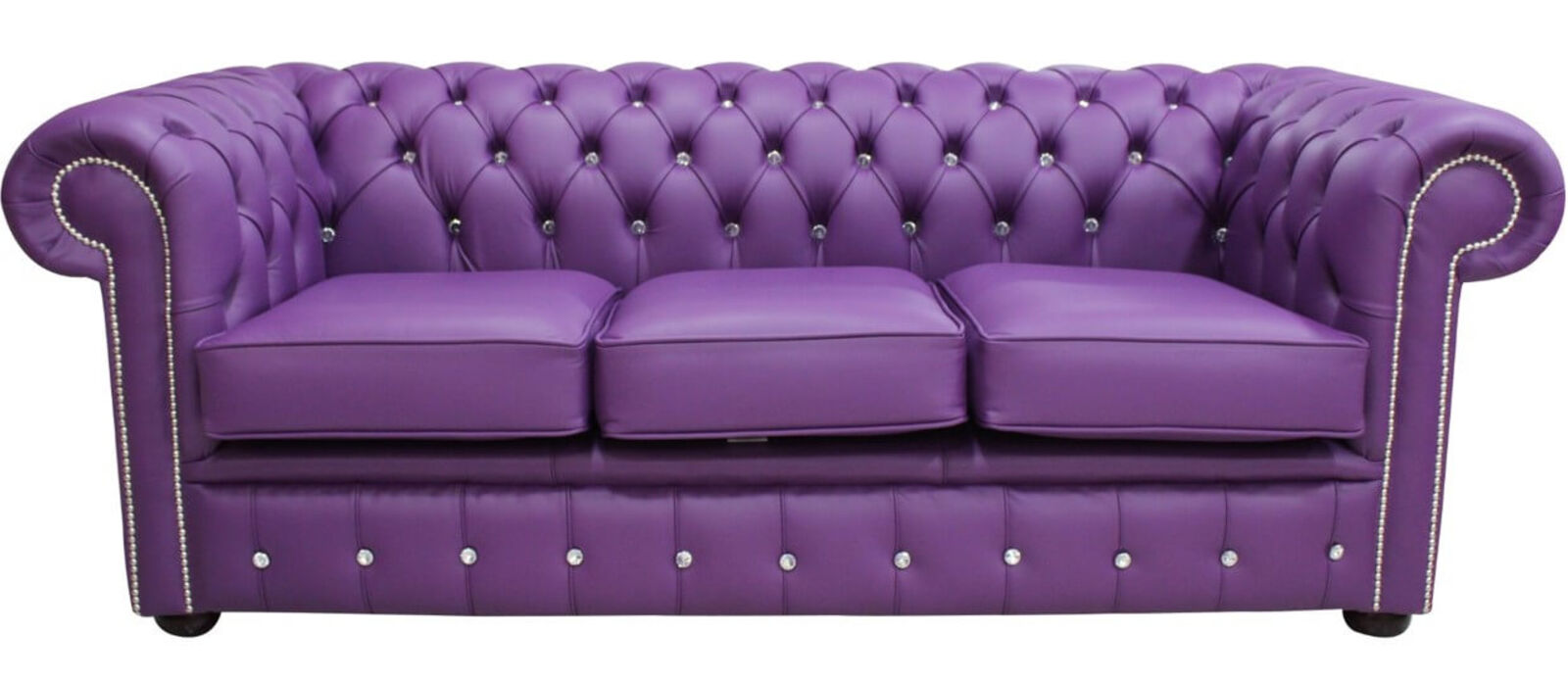 Product photograph of Chesterfield Crystal Diamond Diamante Crystal 3 Seater Wineberry Amp Hellip from Designer Sofas 4U