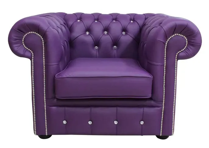 Chesterfield CRYSTALLIZED™ Elements Low Back ArmChair Wineberry Purple Leather