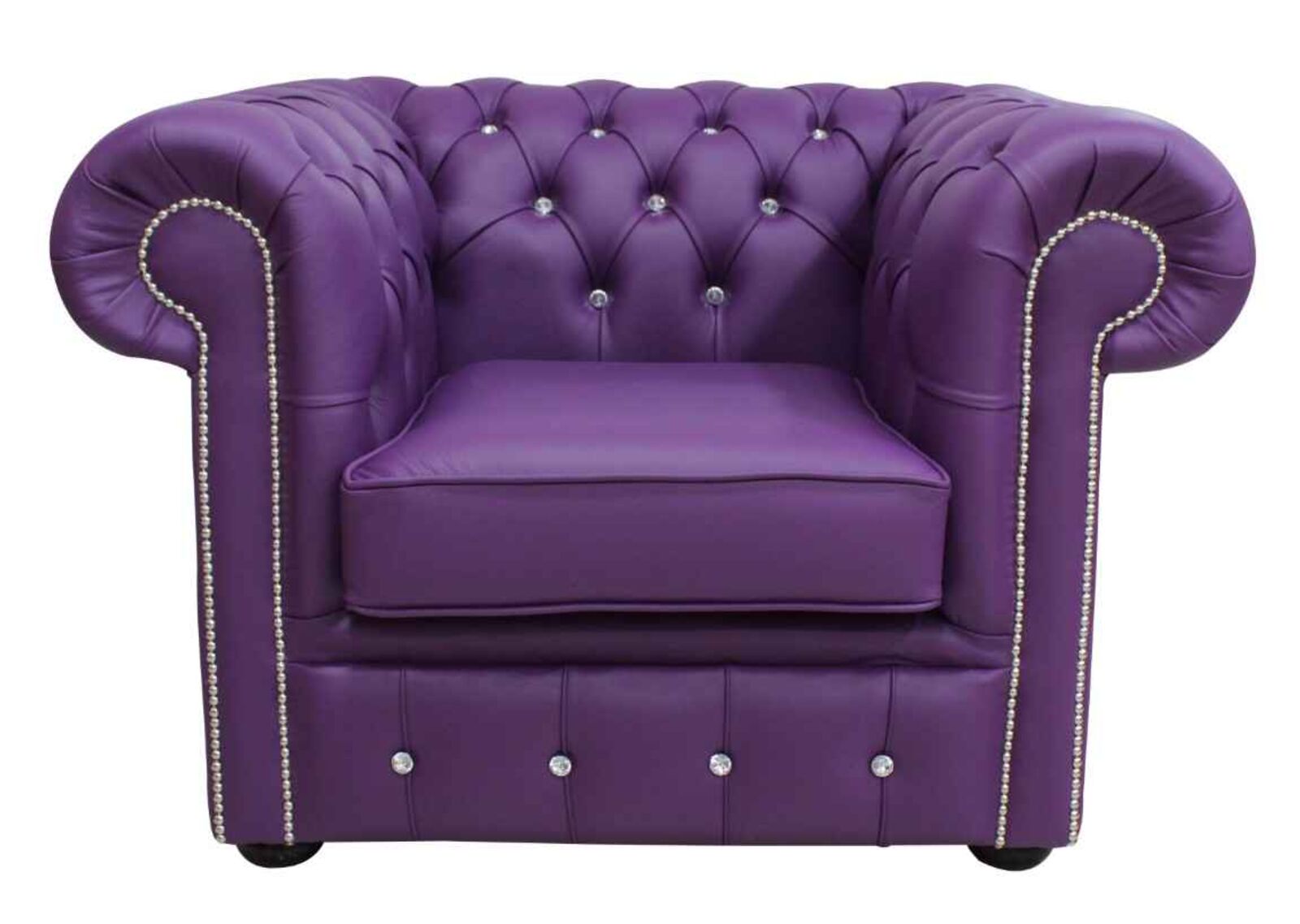 Product photograph of Chesterfield Crystallized Elements Low Back Armchair Wineberry Purple Leather from Designer Sofas 4U