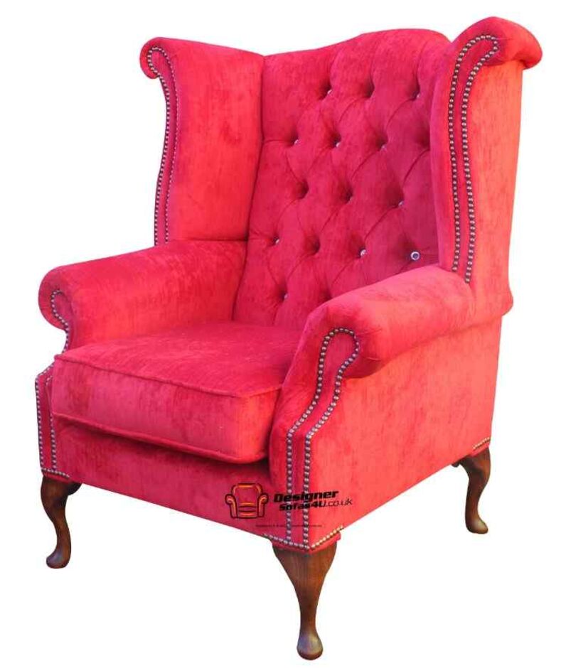 Chesterfield Swarovski High Back Wing Chair Post Box Red