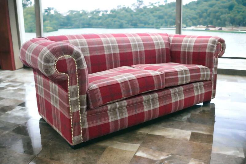 Product photograph of Chesterfield Tartan 1930 S 3 Seater Sofa Balmoral Red Fabric from Designer Sofas 4U