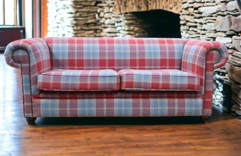 Product photograph of Chesterfield Tartan 1930 S 3 Seater Sofa Balmoral Ruby Fabric from Designer Sofas 4U